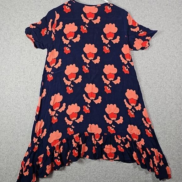 Mister Zimi Womens Dress Long Sleeve Navy Blue Orange Oversize Size 10 Viscous - Picture 6 of 10